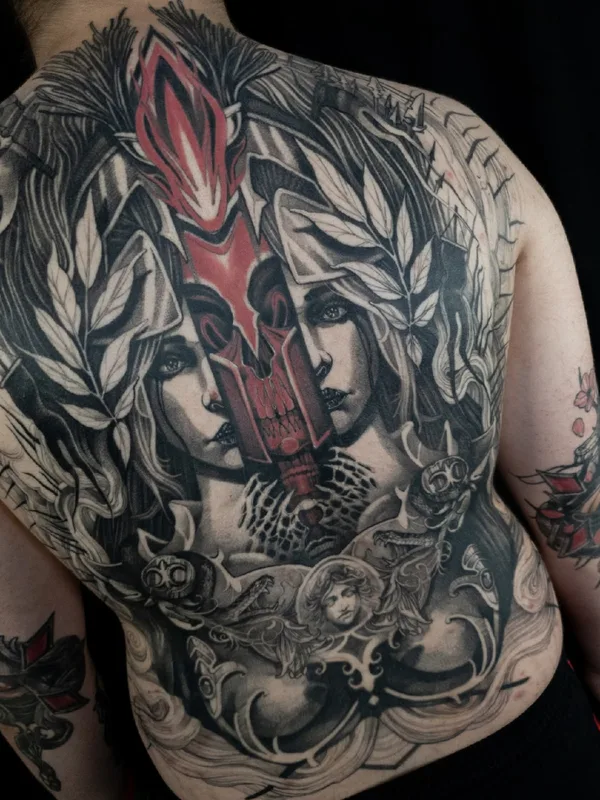 male color realism татуировка на full back #54644 | Тату мастер Дмитрий Thornboy