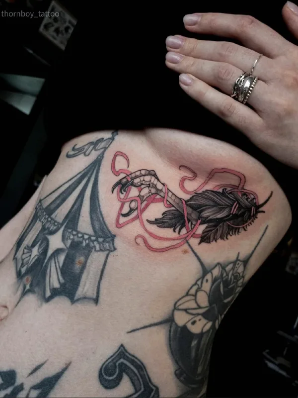 female black and grey blackwork татуировка на ribcage #54635 | Тату мастер Дмитрий Thornboy