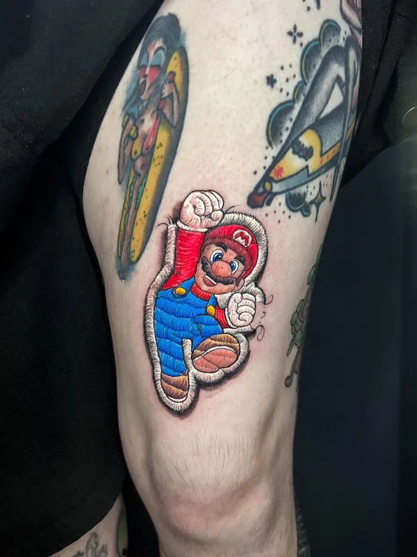 color new school tattoo auf thigh #68390 | Tätowierer @amirmeir1