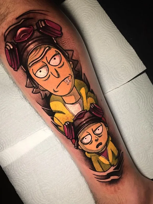 color cartoon tatouage sur forearm #68590 | Artiste tatoueur Lucas Tossan