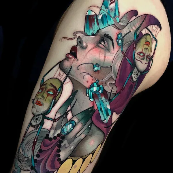 Neo Traditional tattoo by Evin Pfaff in Bedford