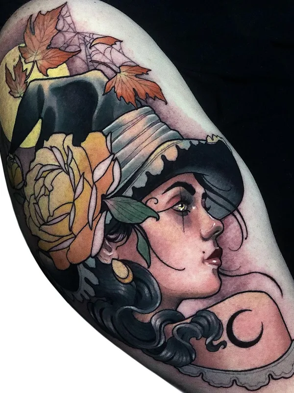 female color neo traditional tatuaje en upper arm #40321 | Tatuador Levi Murphy