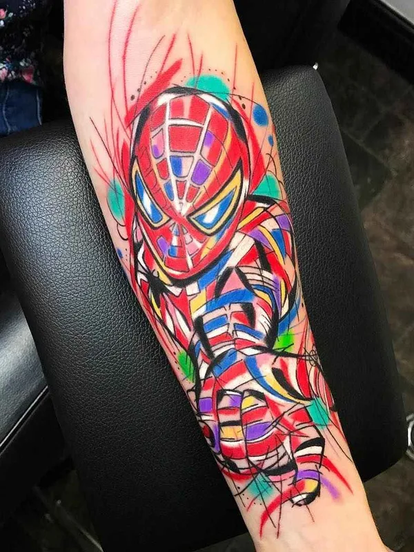 color abstract tatouage sur forearm #13512 | Artiste tatoueur Sebastian Barone