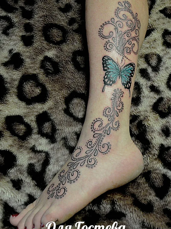 female color ornamental татуировка на foot #36718 | Тату мастер Оля Гостева © ® Tattoo