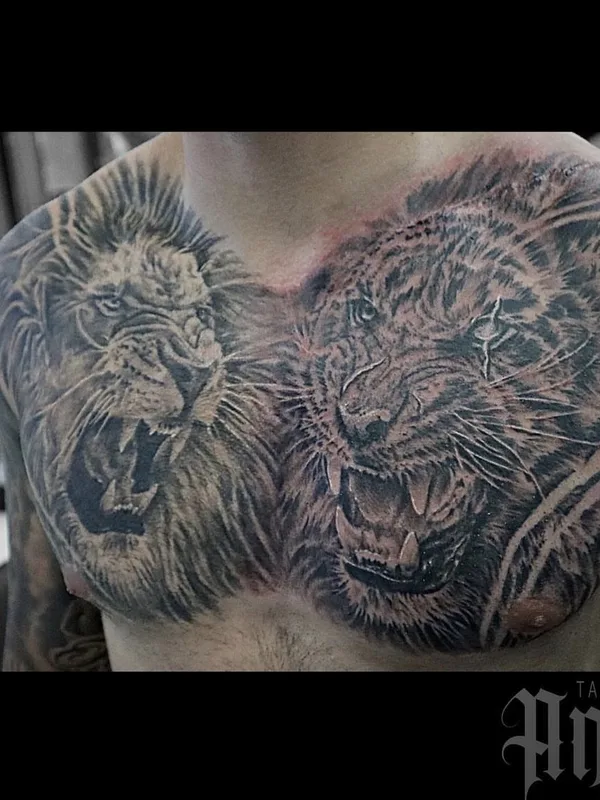 male black and grey realism татуировка на chest #71375 | Тату мастер Anna Felka