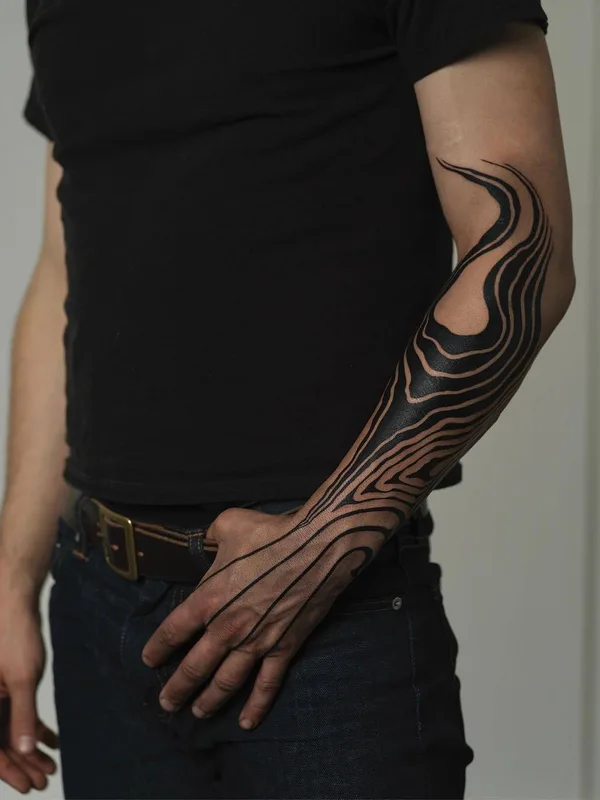 male black blackwork tattoo on full sleeve #31798 | Tattoo Artist ROXX