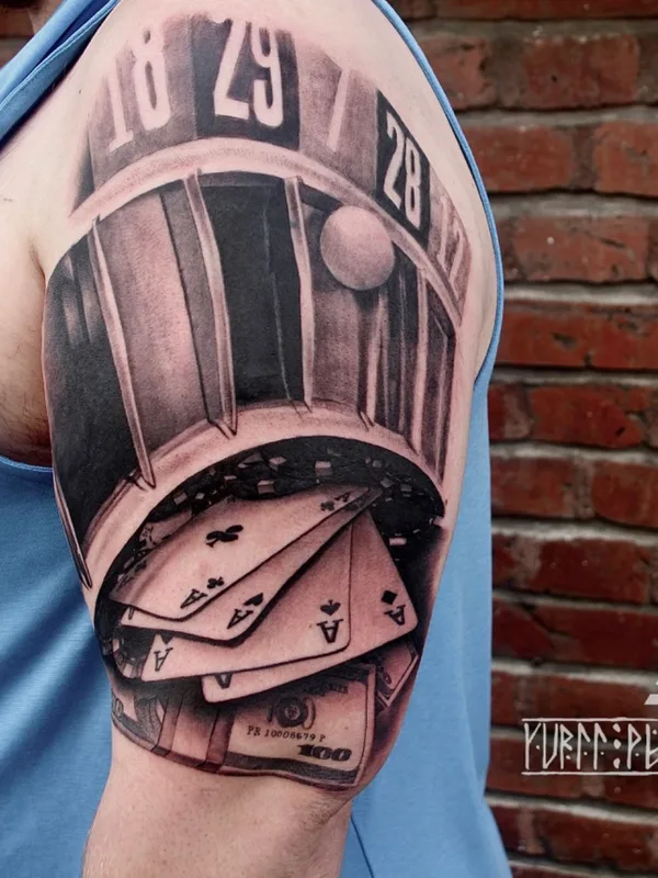 male black and grey realism tattoo on bicep #42506 | Tattoo Artist Yurii Petrov Tattoo
