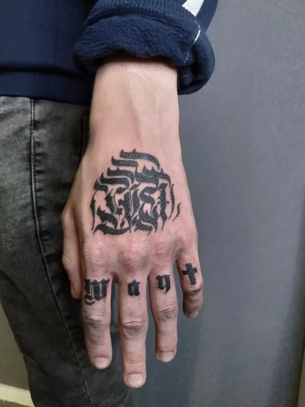 black blackwork татуировка на hand #32947 | Тату мастер Макаров Данил