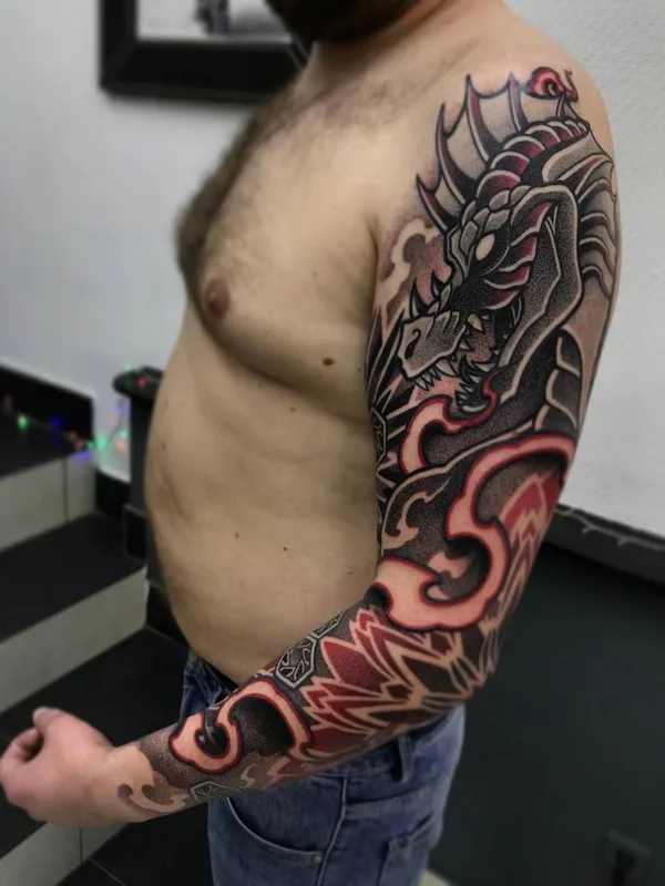 male color japanese tattoo on full sleeve #45993 | Tattoo Artist Никита Шероухов