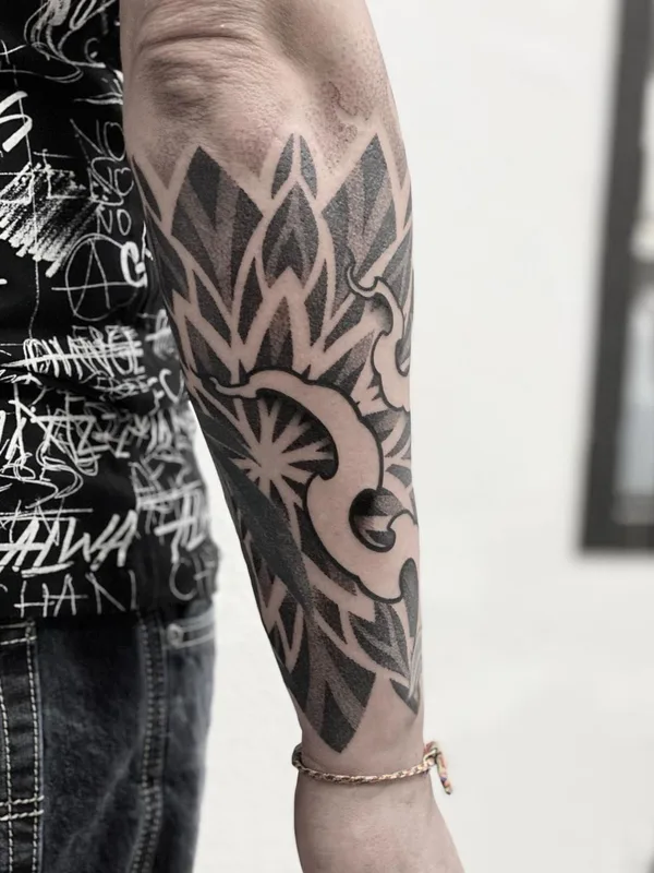 black and grey blackwork tattoo on forearm #45986 | Tattoo Artist Никита Шероухов