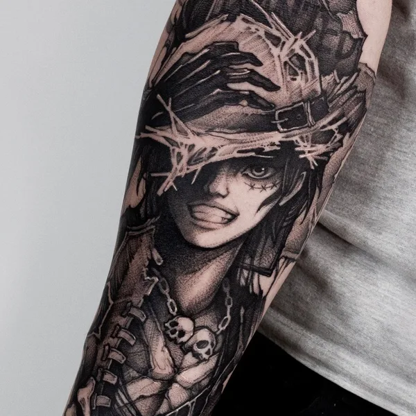 Graphic tattoo by Helena Zolotykh in Wrocław