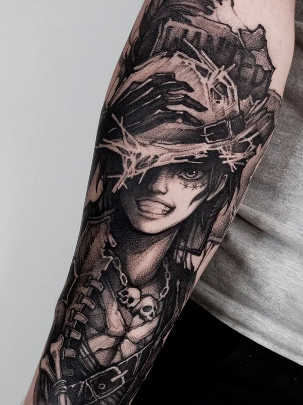 Graphic tattoo by Helena Zolotykh in Wrocław