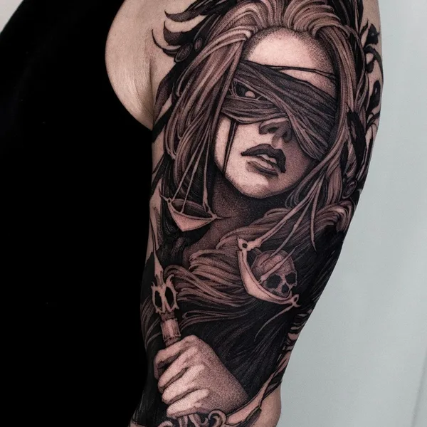 Graphic tattoo by Helena Zolotykh in Wrocław