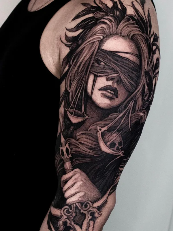 Graphic tattoo by Helena Zolotykh in Wrocław