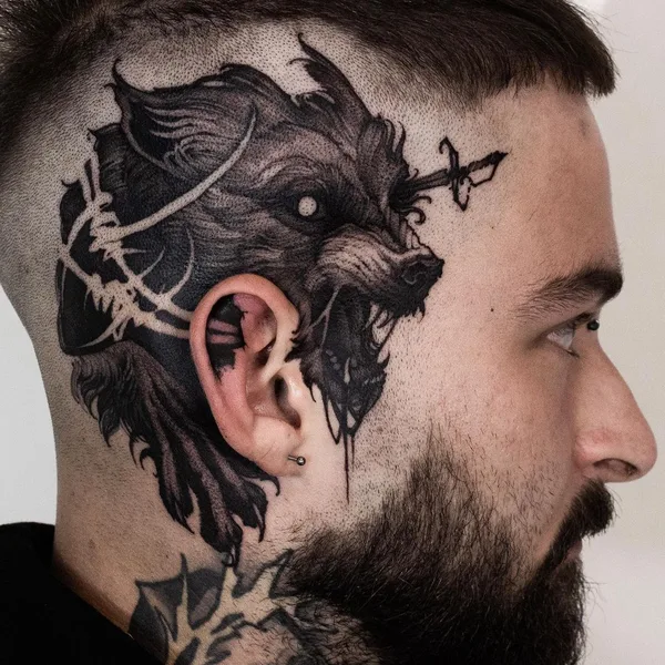 Graphic tattoo by Helena Zolotykh in Wrocław