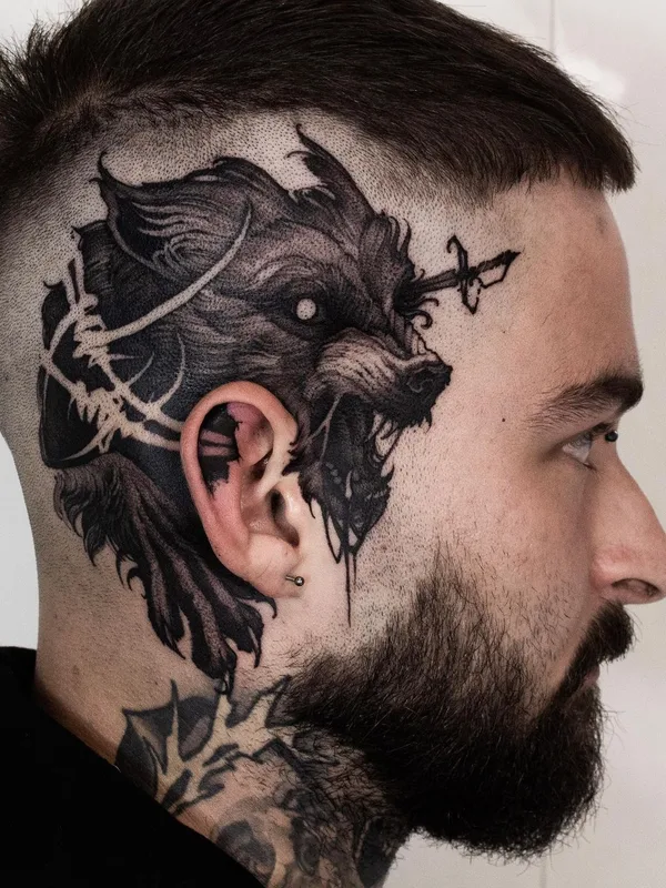 Graphic tattoo by Helena Zolotykh in Wrocław