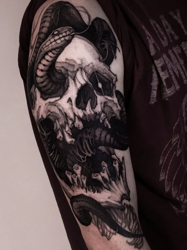 Graphic tattoo by Helena Zolotykh in Wrocław