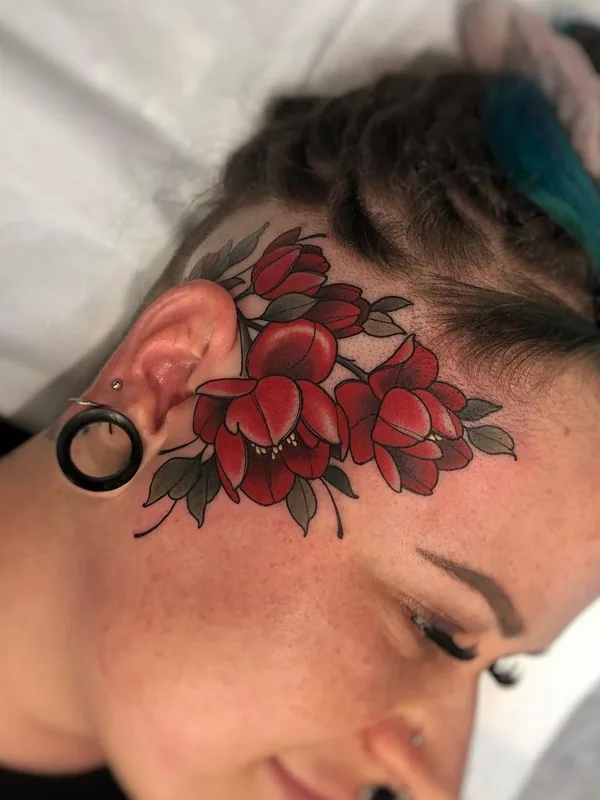 female color traditional Tatuaggio su face #46054 | Tatuatore Purps Tattoo