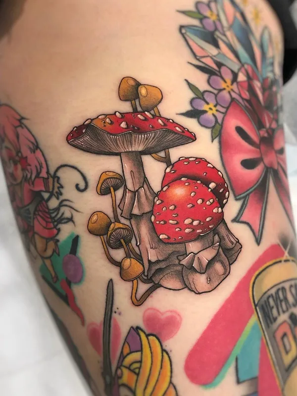 color illustrative Tatuaggio su thigh #46052 | Tatuatore Purps Tattoo