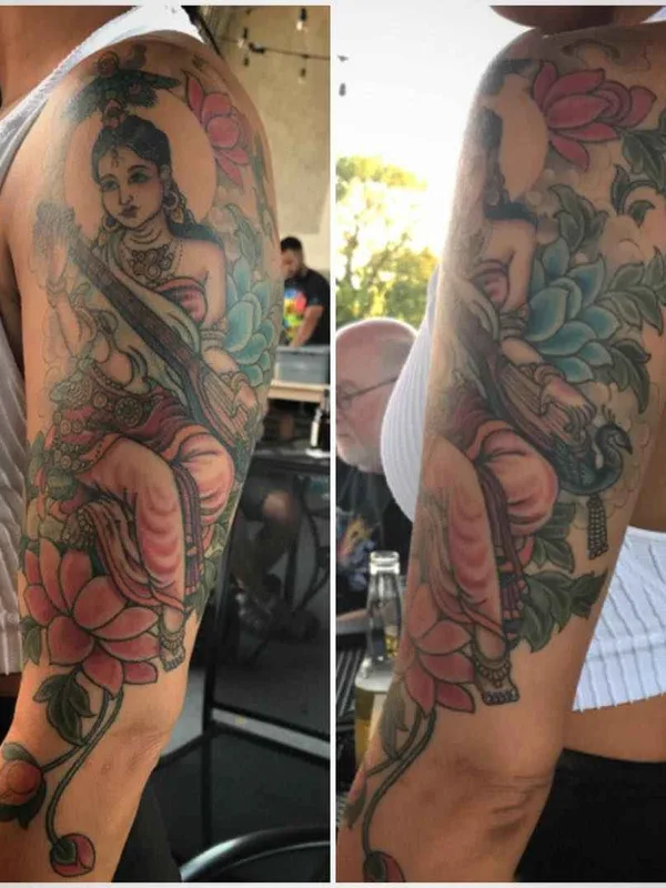 female color illustrative Tatuaggio su full sleeve #11573 | Tatuatore Yoni Zilber