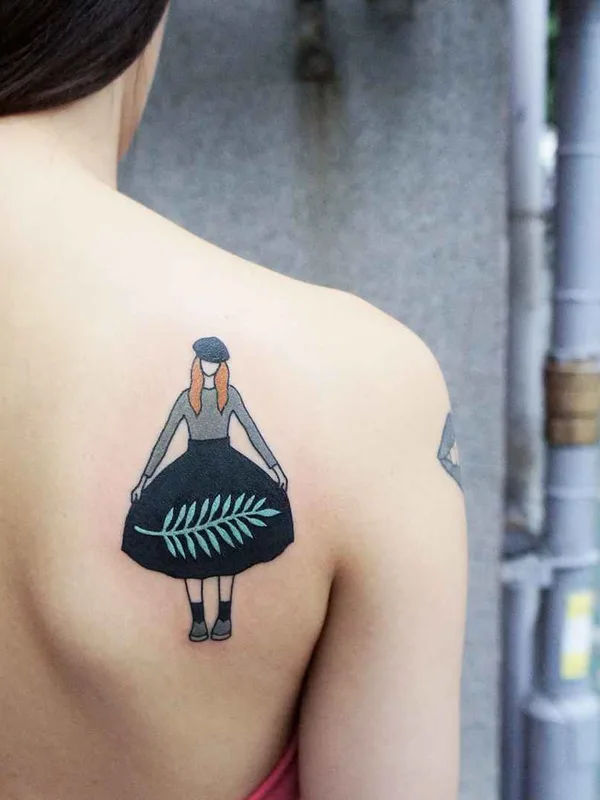 female color illustrative 타투 부위 shoulder blade #18808 | 타투이스트 Kimsany