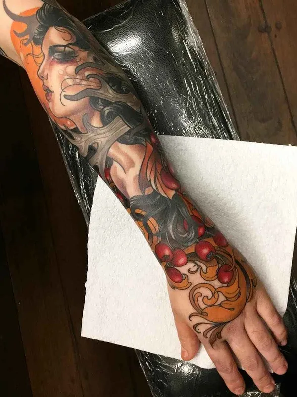color neo traditional Tatuaggio su full sleeve #11635 | Tatuatore Kat Abdy