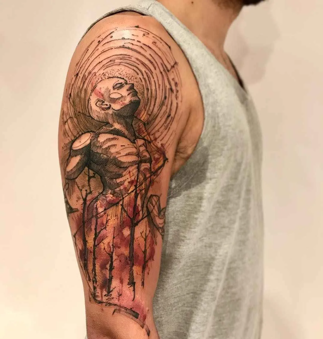 Тату мастер Lincoln Lima черно-белые скетч татуировки | Tattoo artist Lincoln Lima black sketch tattoo