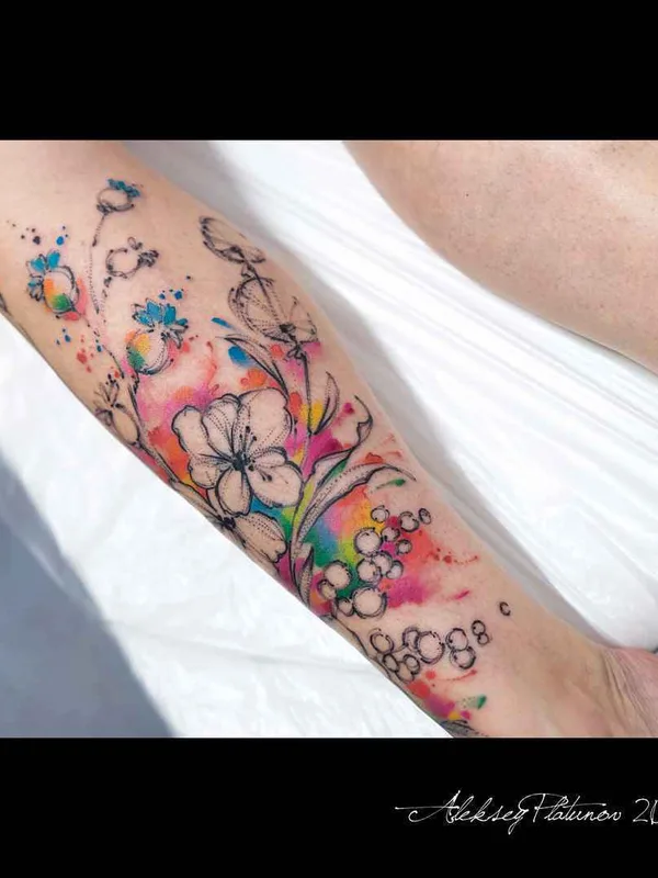 color watercolor tattoo on forearm #12809 | Tattoo Artist Алексей Платунов