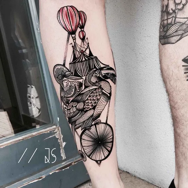 Graphic tattoo by Jessica Svartvit in Westerstetten