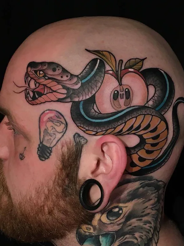 male color neo traditional Tatuagem em face #26630 | Tatuador Friedrich Übler