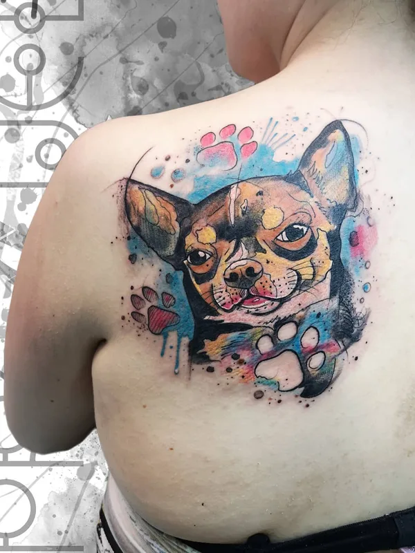 female color watercolor татуировка на shoulder blade #34572 | Тату мастер Alex Prequel