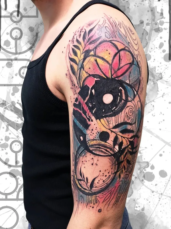 color abstract татуировка на full sleeve #34573 | Тату мастер Alex Prequel