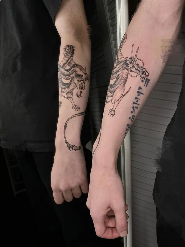 black and grey japanese 타투 부위 forearm #48598 | 타투이스트 Мария Малевич