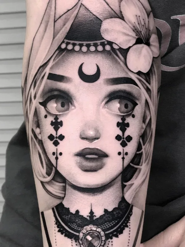 female black and grey black and grey Tatuaggio su forearm #48745 | Tatuatore Артём Чеканин