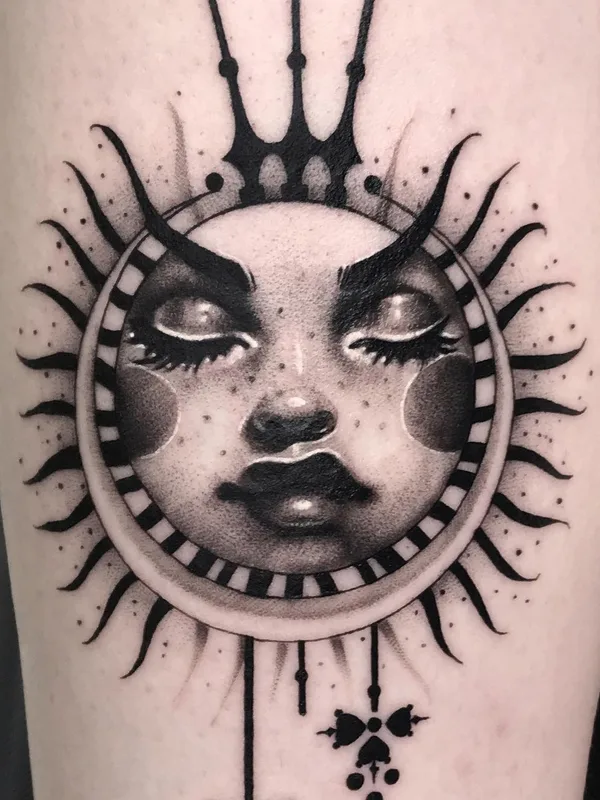 black and grey black and grey Tatuaggio su thigh #48740 | Tatuatore Артём Чеканин