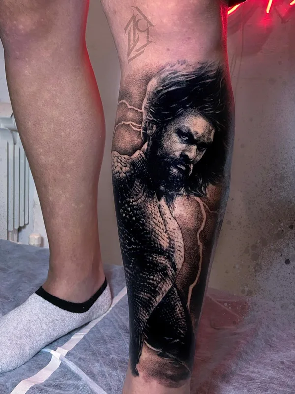 male black and grey realism Tatuaggio su calf #48763 | Tatuatore Любовь Котова