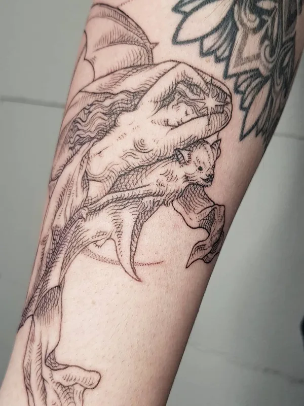 black engraving Tatuaggio su forearm #48798 | Tatuatore Юлия
