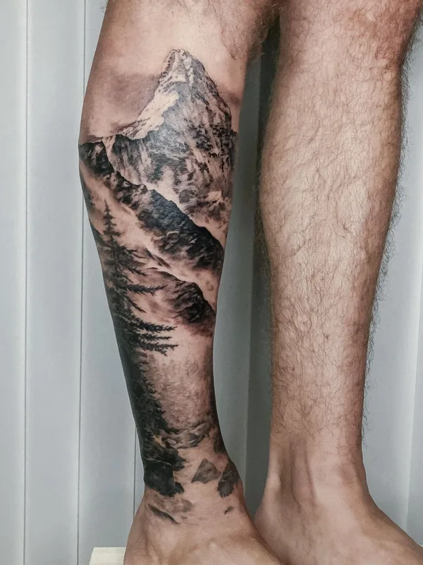 male black and grey realism татуировка на calf #51983 | Тату мастер Максим Волосович