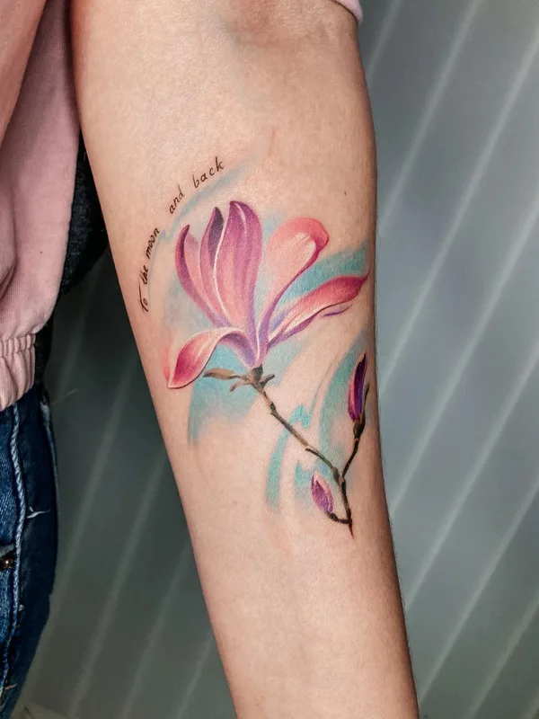 female color watercolor татуировка на forearm #51989 | Тату мастер Максим Волосович