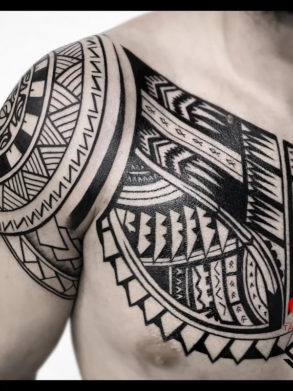 male black tribal татуировка на chest #52015 | Тату мастер Гузель Лябаева