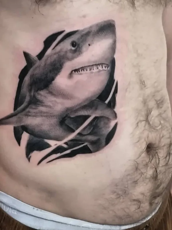 male black and grey realism Tatuagem em stomach #52032 | Tatuador Александр Сет