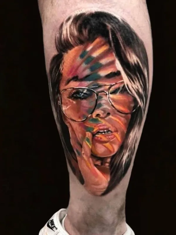 female color realism Tatuagem em calf #52029 | Tatuador Александр Сет