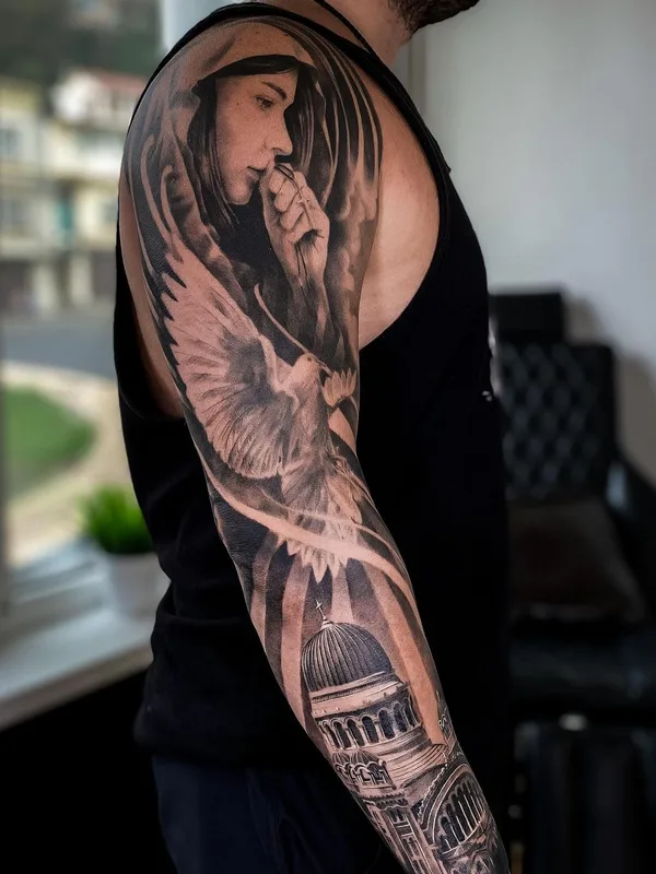 male black and grey realism 타투 부위 full sleeve #52050 | 타투이스트 Алина Вавилова