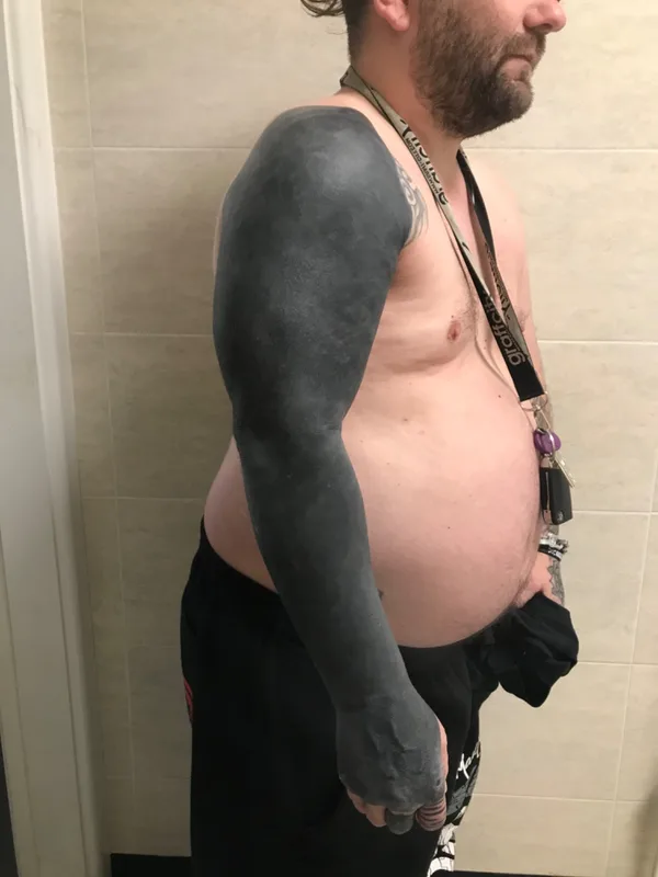 male black blackout tatouage sur full sleeve #52113 | Artiste tatoueur BLACK CLOUD TATTOOER