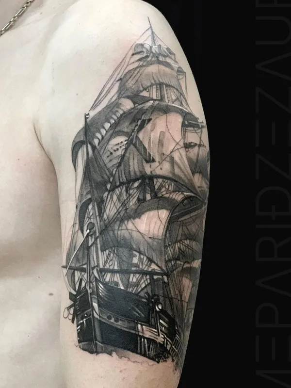 black and grey black and grey 타투 부위 full sleeve #52131 | 타투이스트 Заур Мепаридзе