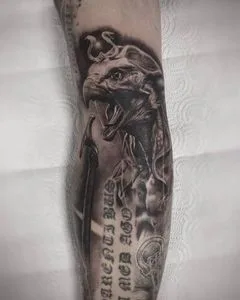 black and grey black and grey Tatuagem em calf #52141 | Tatuador Дмитрий Степаненко