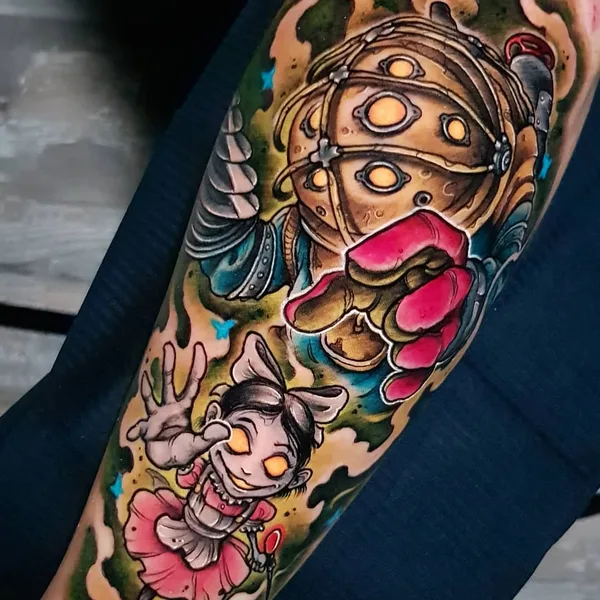 Нью Скул tattoo by Toni Angar