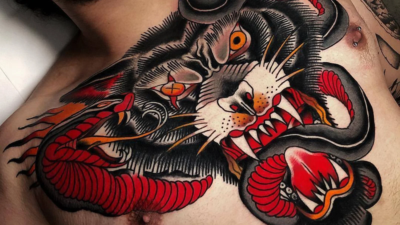 Mors's bright color traditional tattoo