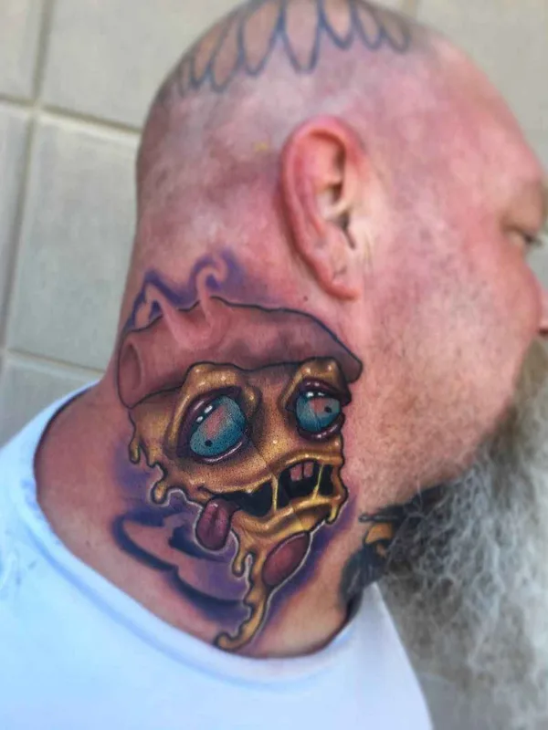 male color cartoon tattoo on neck #12105 | Tattoo Artist Josh Herman