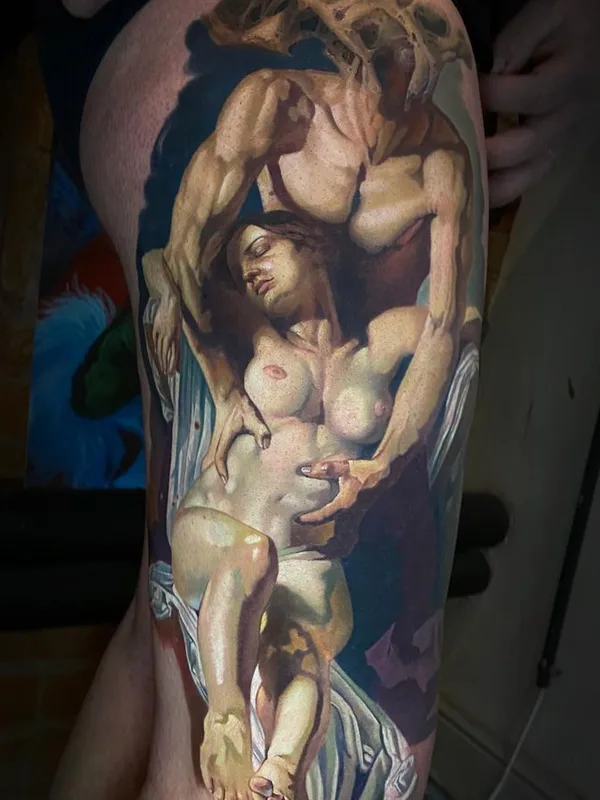 color realism Tatuaggio su thigh #67175 | Tatuatore Тимур Булатов